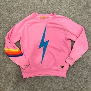 Aviator Nation Pink Crewneck with Blue Accent